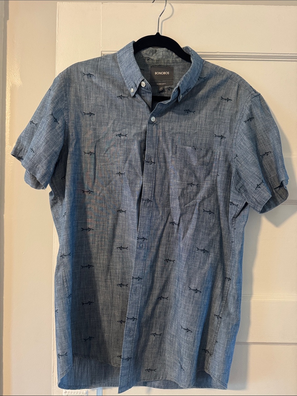 Bonobos Light Blue Short-Sleeve Button-Down with Shark Print